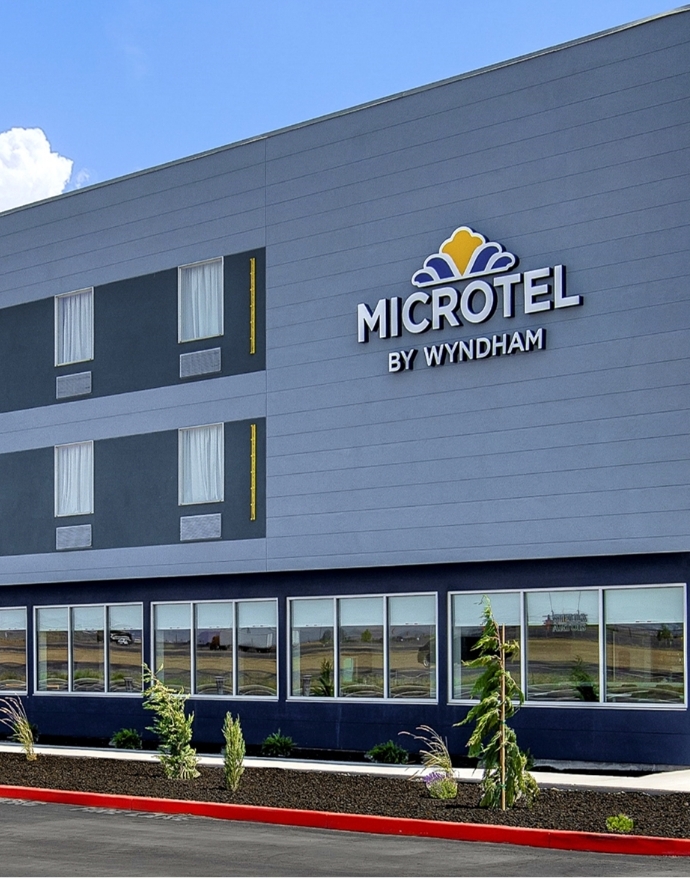 An outside wall of the Microtel by Windham